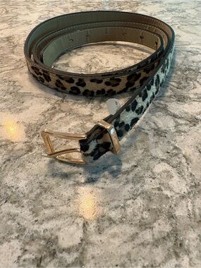 Target Leopard Print Faux Fur Belt with Gold Buckle